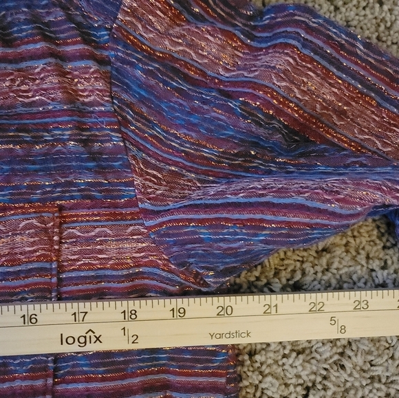 Pilcro Metallic Striped Oversized Buttondown Blouse in Plum, sz Small - Picture 13 of 15